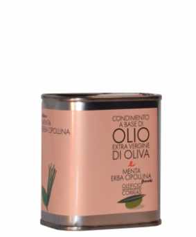 Corrias Olivenöl Kännchen mit rosa Etikett Minze